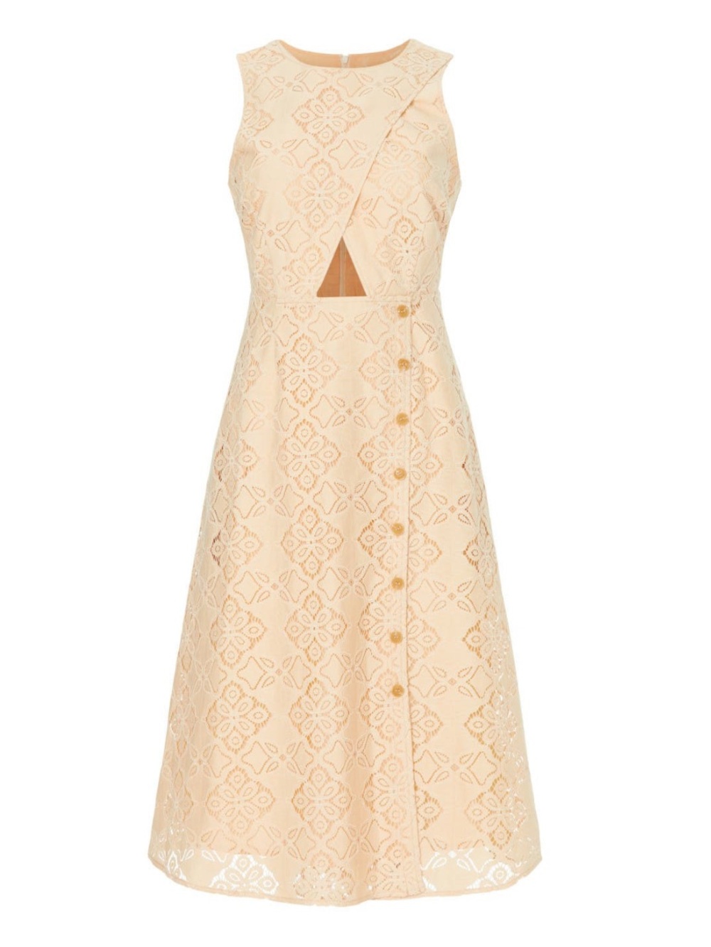 Pamela Love Cream Lace Midi Dress with Keyhole